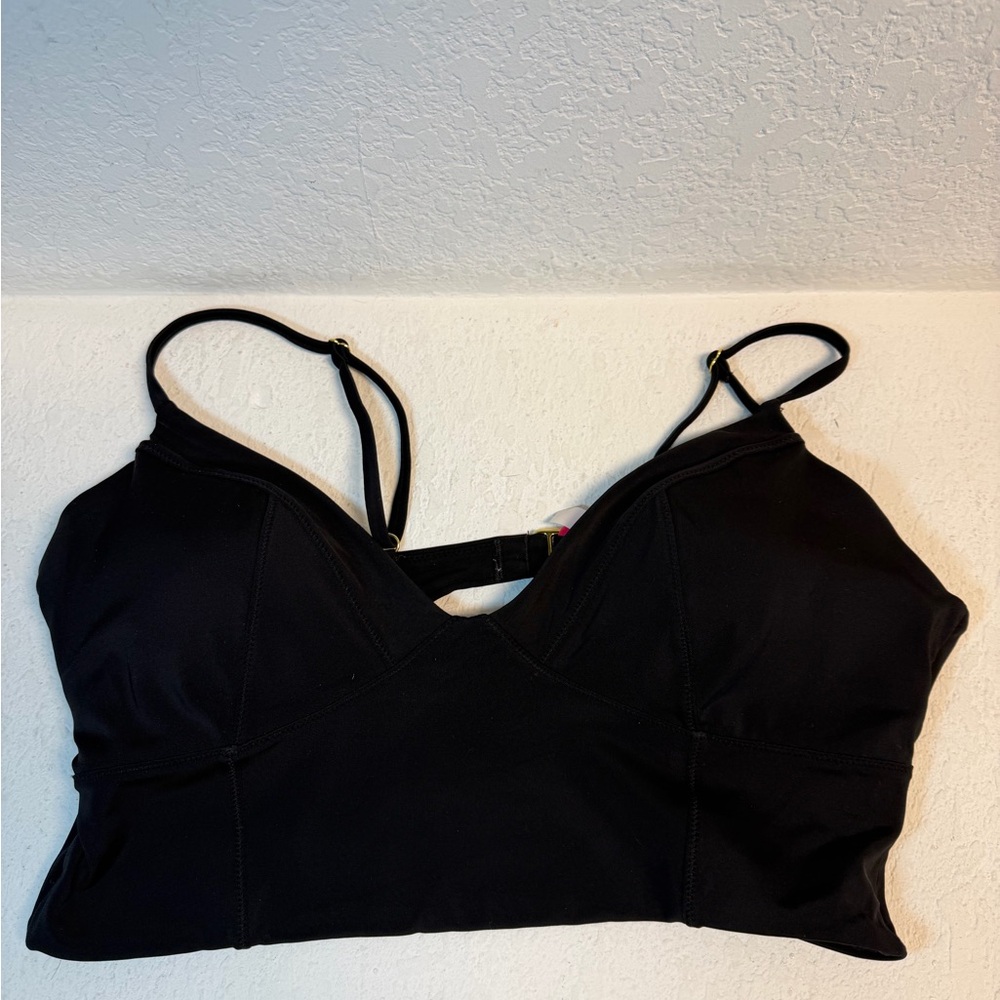 Victoria's Secret Black Longline Bikini Swim Top L